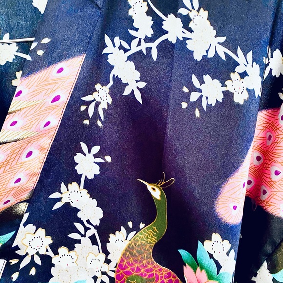 Sam Well Blue Floral Satin kimono Robe - Picture 7 of 9